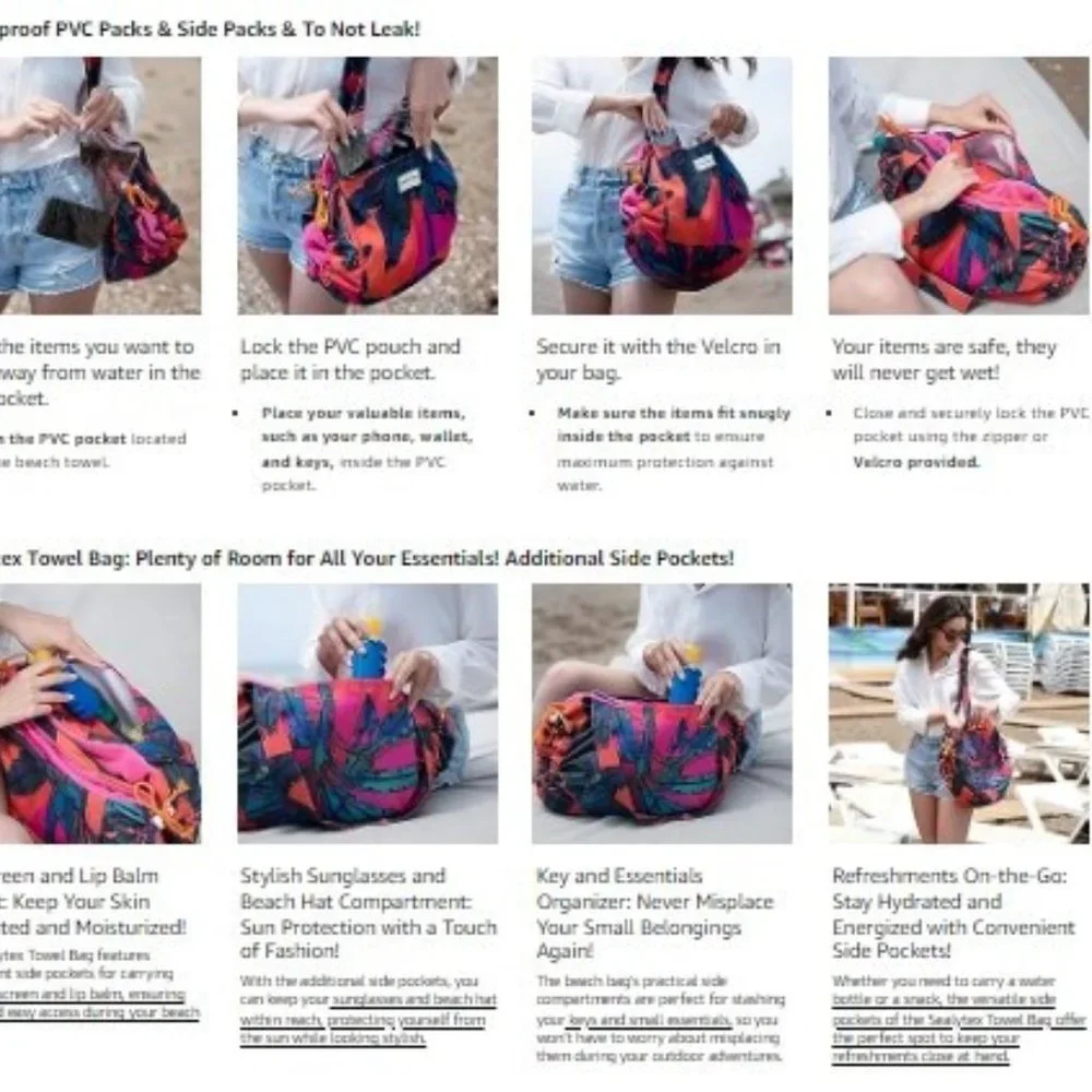2-in-1 Multi-Functional Turkish Beach Towel Convertible into Beach Bag